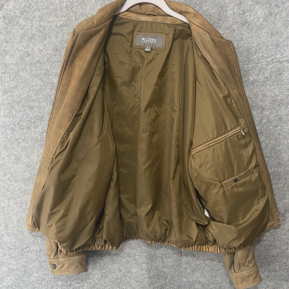 Vtg Wilsons Leather Motorcycle Bomber‎ Jacket Mens Sz L Cognac Brown 80's - Picture 3 of 16